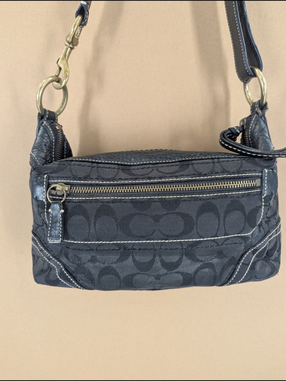 Vintage COACH Signature Shoulder Bag Black Monogram Jacquard Hobo 10561 Y2K - Picture 2 of 12